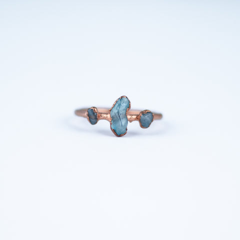 Aquamarine Trio Ring - Size 7