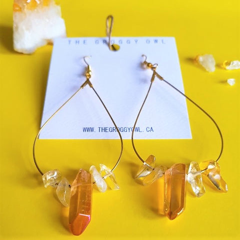 RAINSHINE Earrings - Citrine & Amber Quartz
